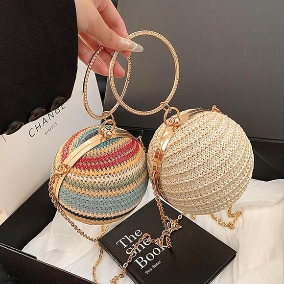 Straw Clutch Purse Womens Evening Bag Beach Handbag Crossbody Small